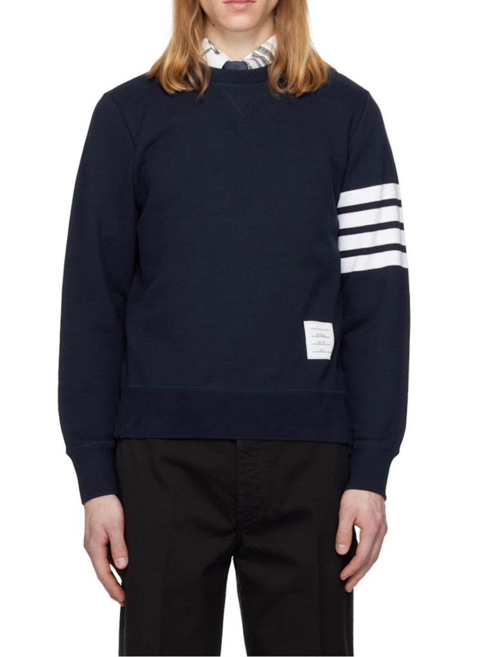 THOM BROWNE Navy Classic Loopback 4-Bar Sweatshirt Size 4